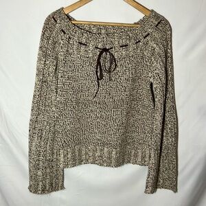 Newport News NWOT Natural/Brown Marled Sweater with flare sleeves, size Medium